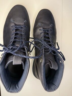 Wolf & Shepherd Men's Navy Leather Lace-Up City Hiker Boots
